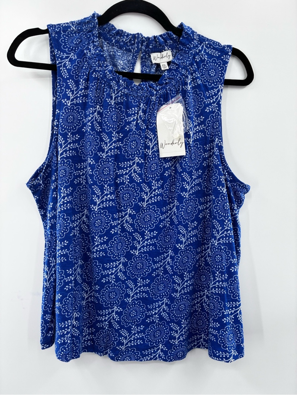 Wonderly Blue Floral Sleeveless Tank Top size Petite XL